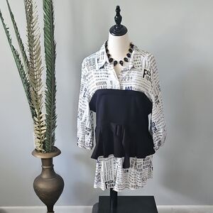 7th Avenue Design Studio Unique Corset Hi-Low Hem Blouse